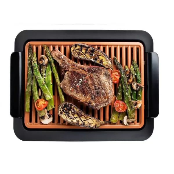 Gotham Steel 224 sq. in. Black Copper Non-Stick Ti-Ceramic Electric Smoke-less Indoor Grill