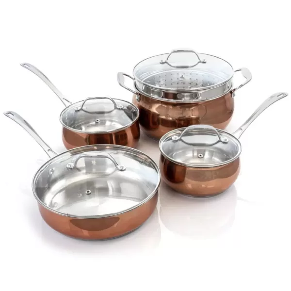 Oster Carabello 9-Piece Stainless Steel Nonstick Cookware Set in Copper