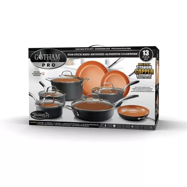 Gotham Steel Pro 13-Piece Hard Anodized Aluminum Ti-Ceramic Nonstick Ultimate Cookware Set