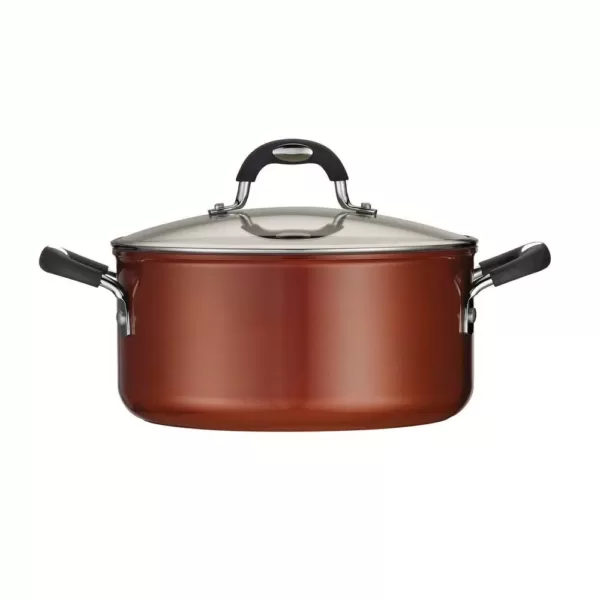 Tramontina Style Ceramica 5 qt. Round Aluminum Ceramic Nonstick Dutch Oven in Metallic Copper with Glass Lid