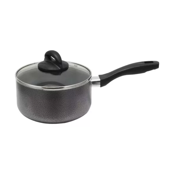 Oster Clairborne 2.5 qt. Aluminum Nonstick Sauce Pan in Charcoal Grey with Glass Lid