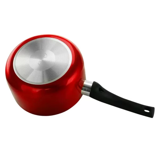 Oster Merrion 2.5 qt. Aluminum Nonstick Sauce Pan in Red with Glass Lid