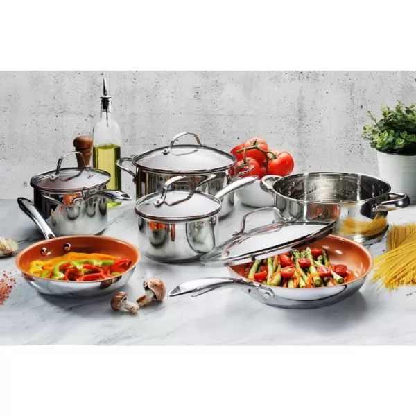 Gotham Steel Stainless Steel 10-Piece Pro Chef Non-Stick Ti-Cerama Premium Cookware Set with Lids