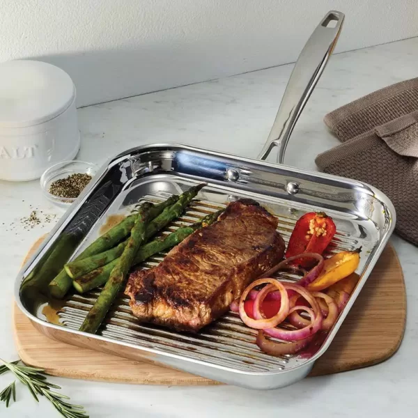 Tramontina Gourmet Tri-Ply Clad 11 in. Stainless Steel Grill Pan