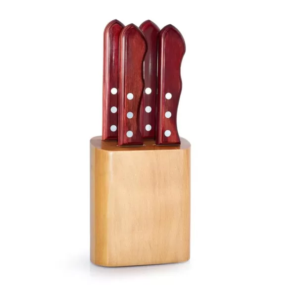 Tramontina Porterhouse 5-Piece Steak Knife Set with Hardwood Counter Block