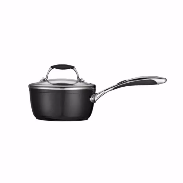 Tramontina Gourmet Ceramica Deluxe 1.5 qt. Aluminum Ceramic Nonstick Sauce Pan in Metallic Black with Glass Lid