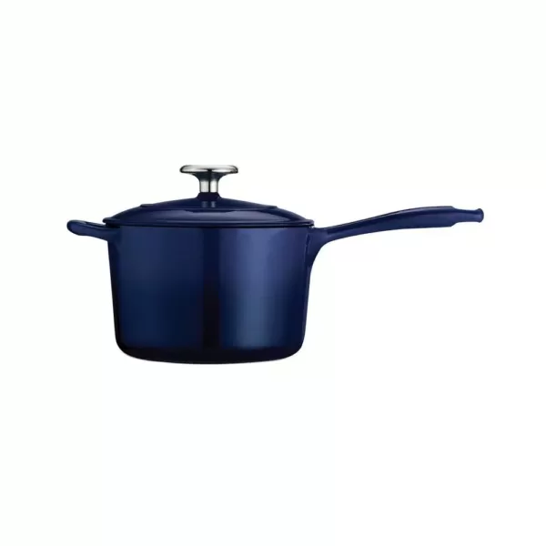 Tramontina Gourmet 2.5 qt. Porcelain-Enameled Cast Iron Sauce Pan in Gradated Cobalt with Lid