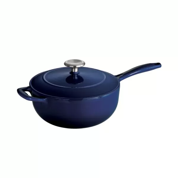 Tramontina Gourmet 3 qt. Porcelain-Enameled Cast Iron Saucier in Gradated Cobalt with Lid